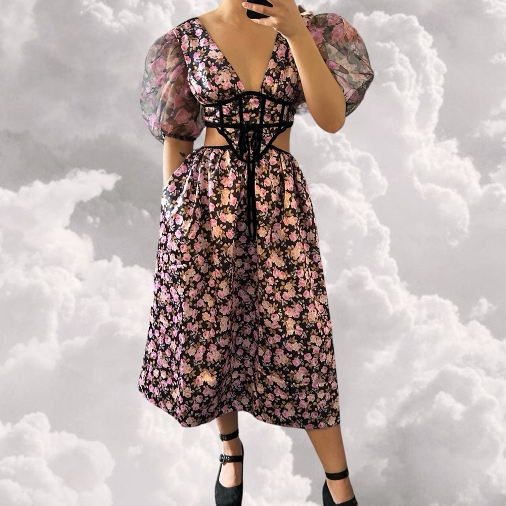NWT For Love and Lemons floral Madison midi dress